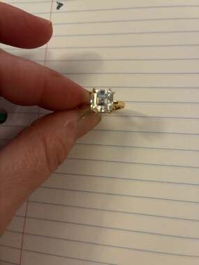 Asscher Cut Moissanite Solitaire Engagement Ring. Absolutely stunning